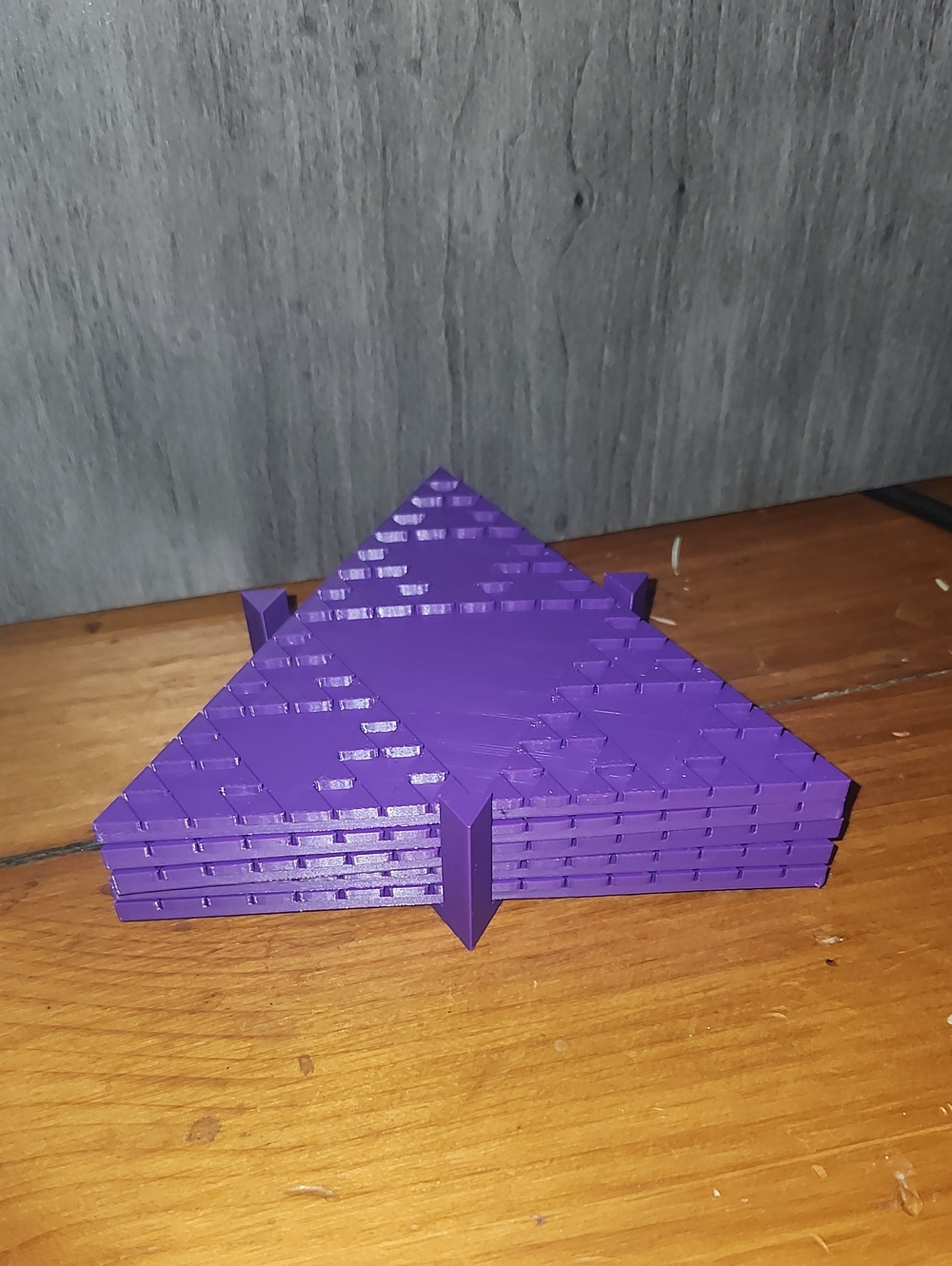 3d Printed Purple Sierpinski's Triangle Coaster Set